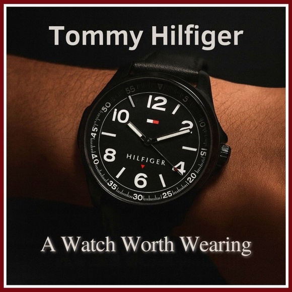 Tommy Hilfiger Black Leather Strap Watch - Picture 1 of 6